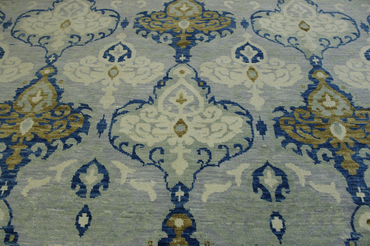 Back of Transitional Ikat Design hand-knotted rug
