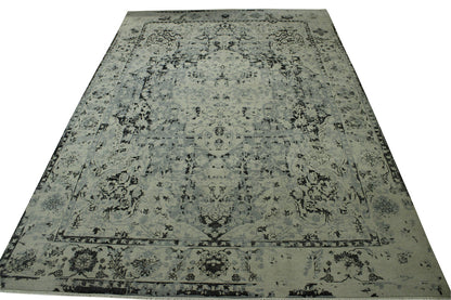 Blue 9'1" x 14'5" Transitional Grass Design Hand knotted Wool Rug - Sku: w2069