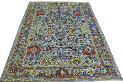 Back of Oushak Colorful Ziegler hand-knotted rug