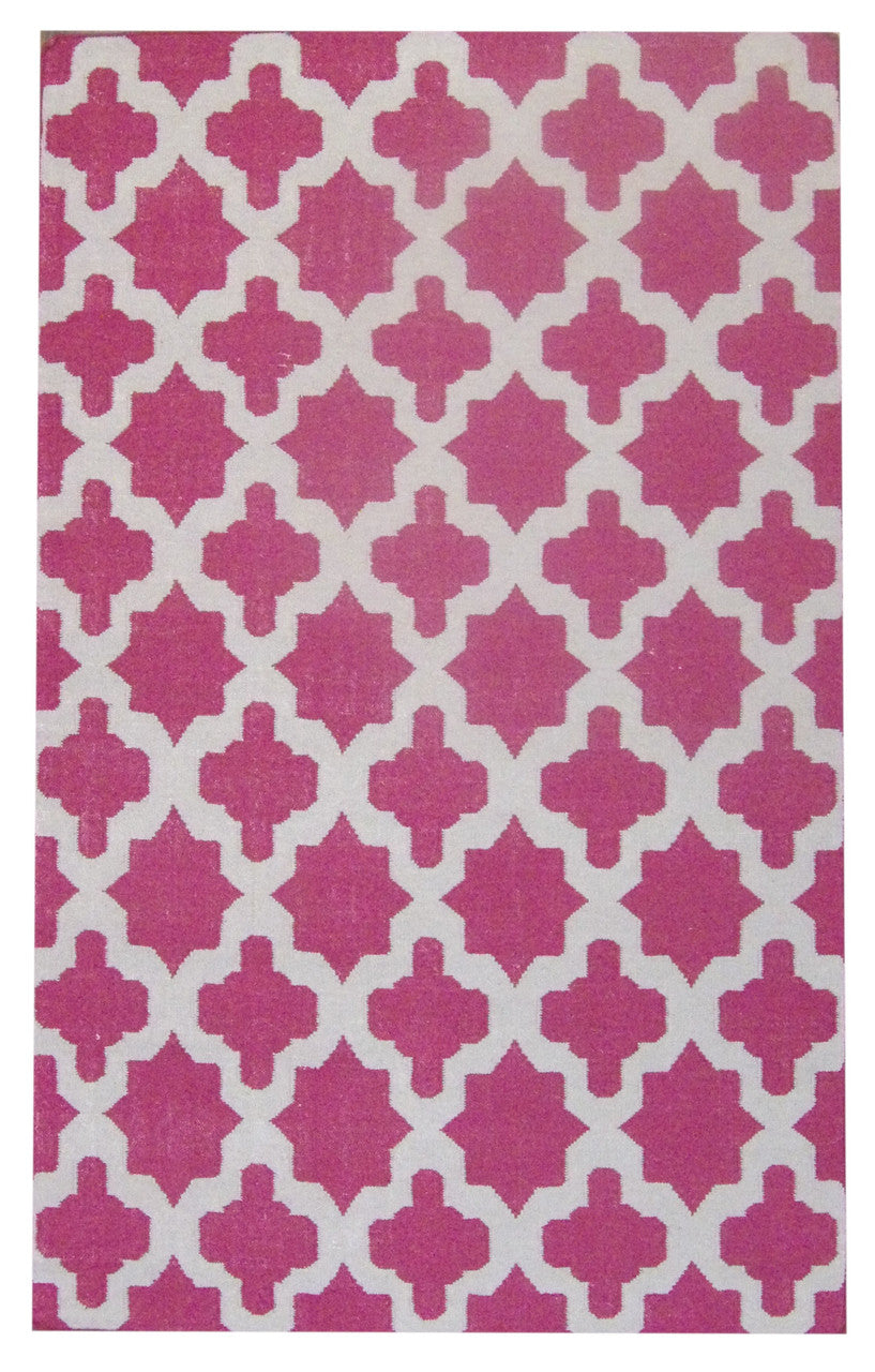 Coastal flatweave hand-knotted wool rug in Beige, 5'0" x 8'0", SKU W826