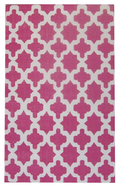 Coastal flatweave hand-knotted wool rug in Beige, 5'0" x 8'0", SKU W826