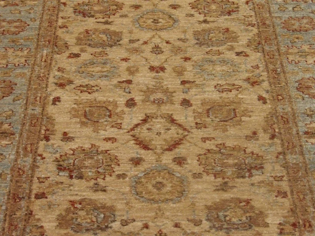 Back of Oushak Chobi Wash hand-knotted rug