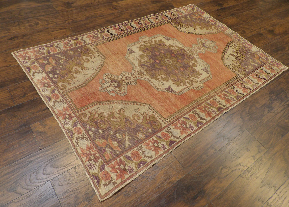 Oushak pattern detail, natural dye rug