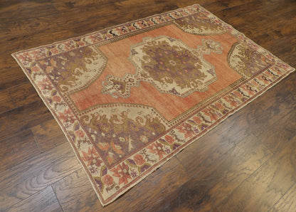 Oushak pattern detail, natural dye rug