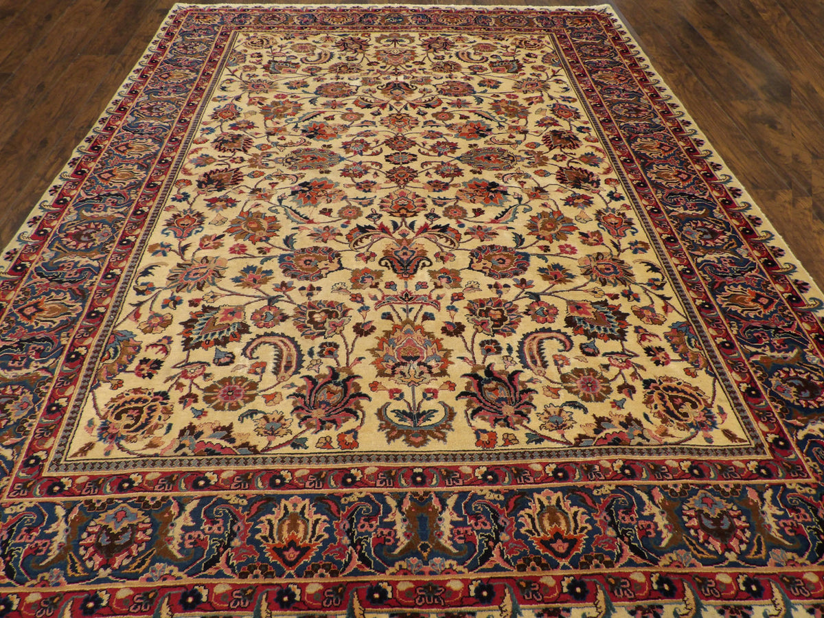 Close-up of wool pile, Blue & Beige rug