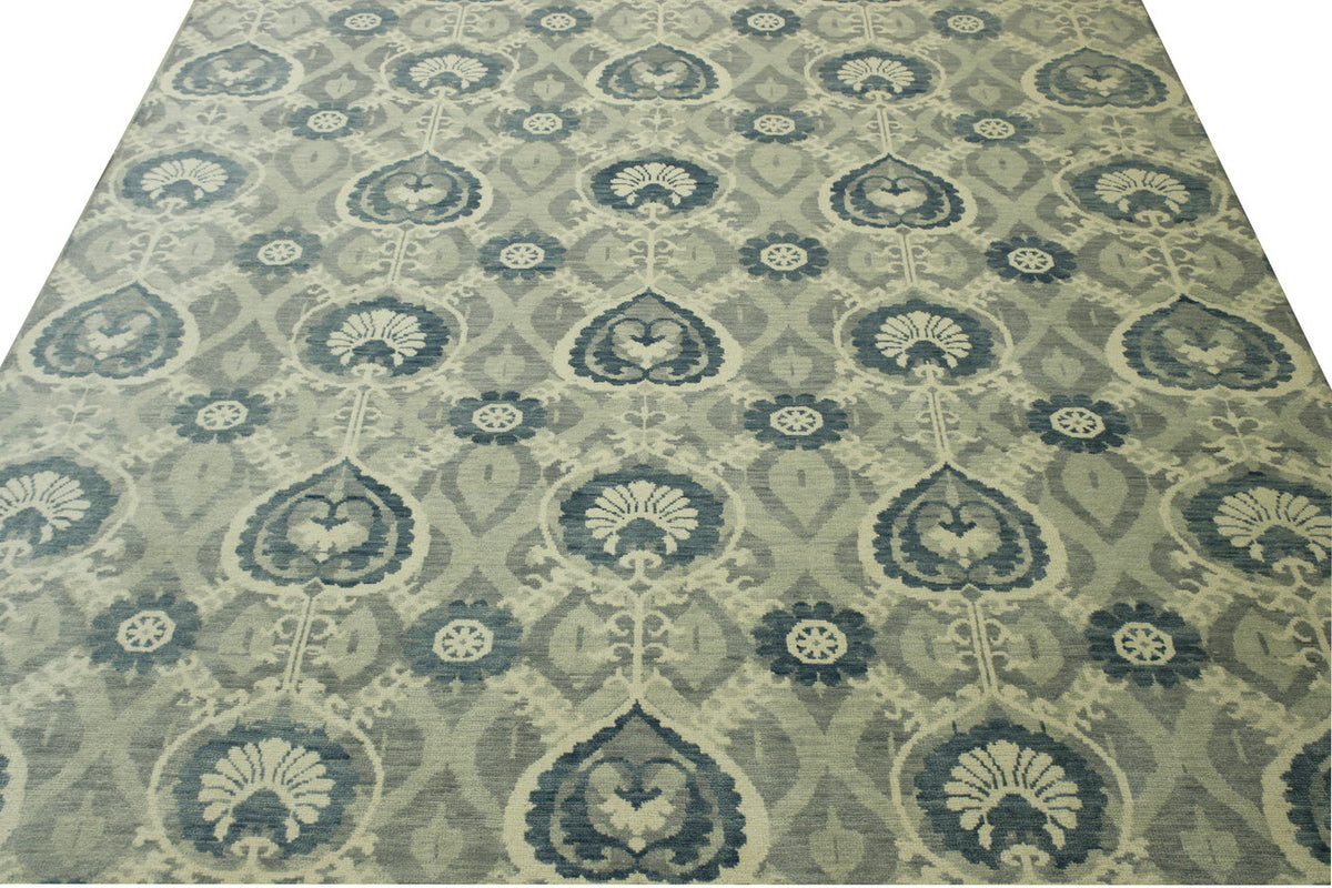 Close-up of wool pile, Blue & Gray rug