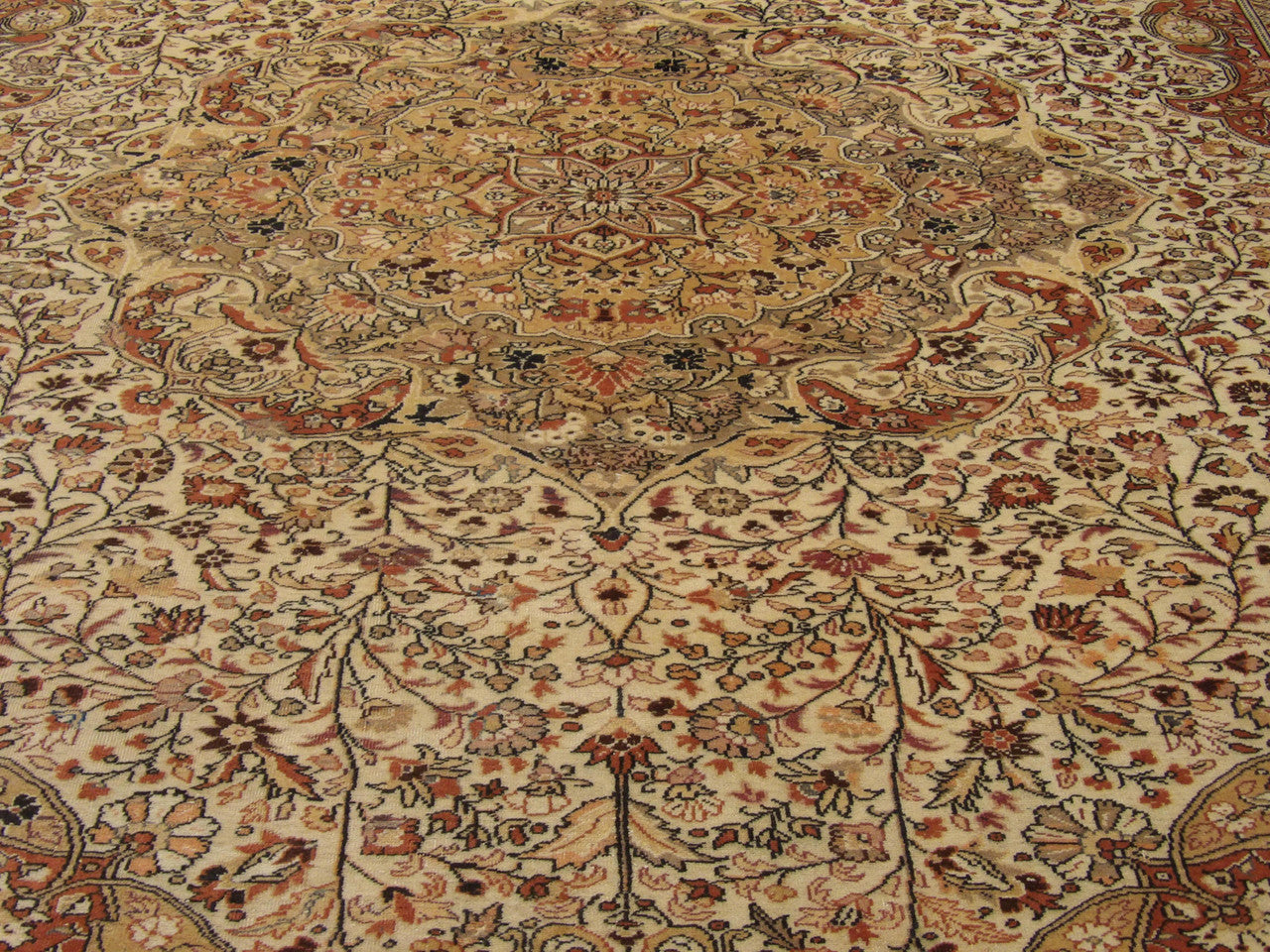 Back of Antique Turkish Hereke hand-knotted rug