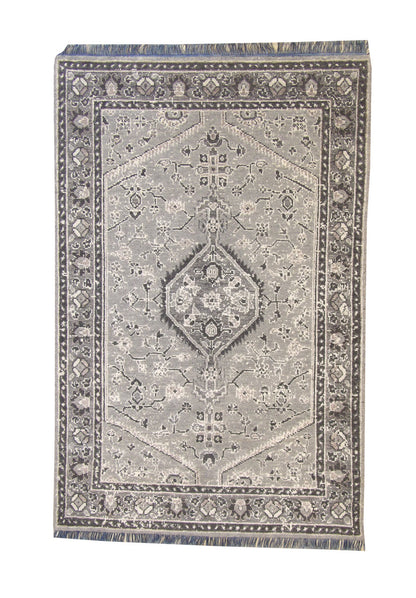 Tribal Heriz Design hand-knotted wool rug in Gray, full view