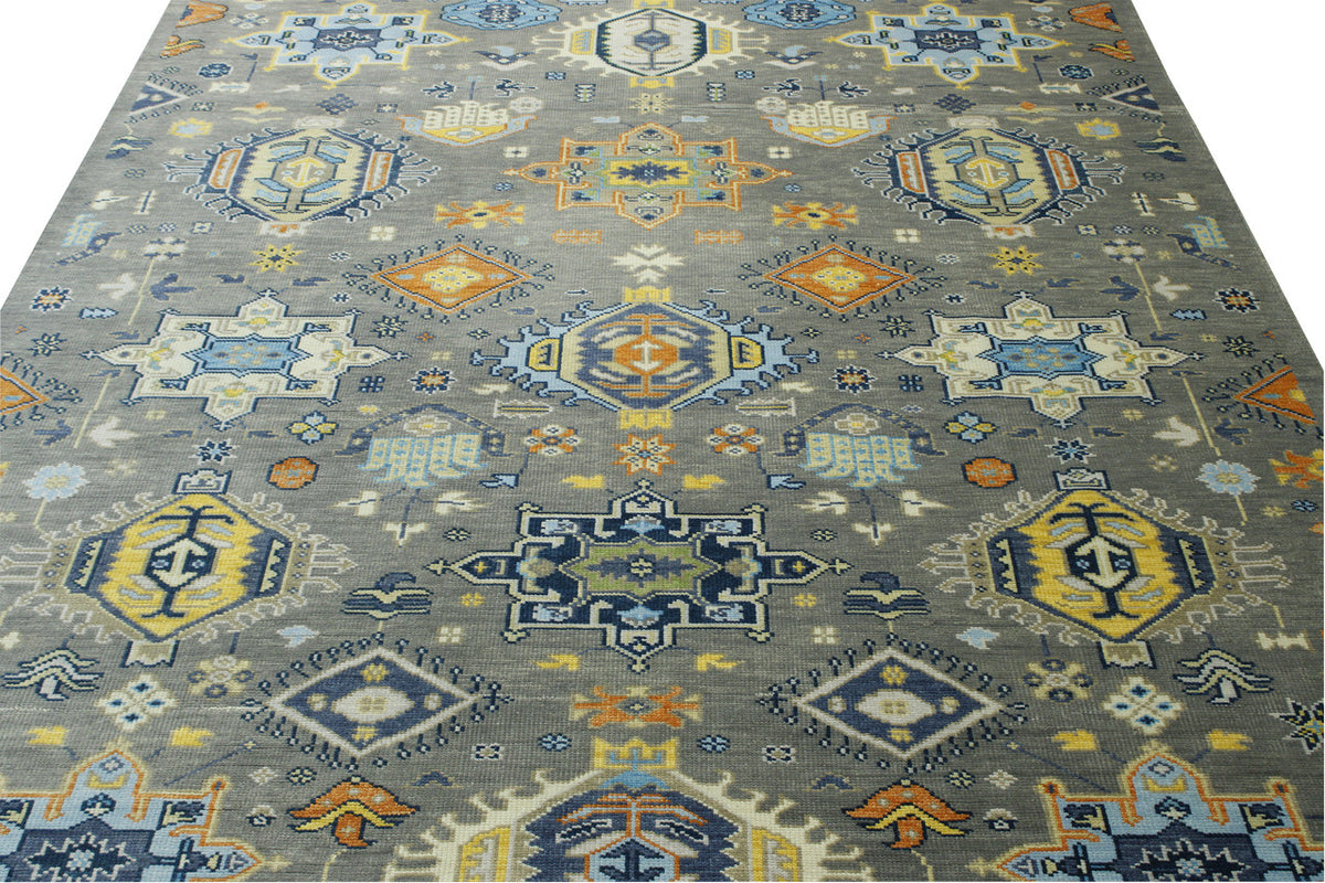 Oushak Ziegler Kazak rug border detail
