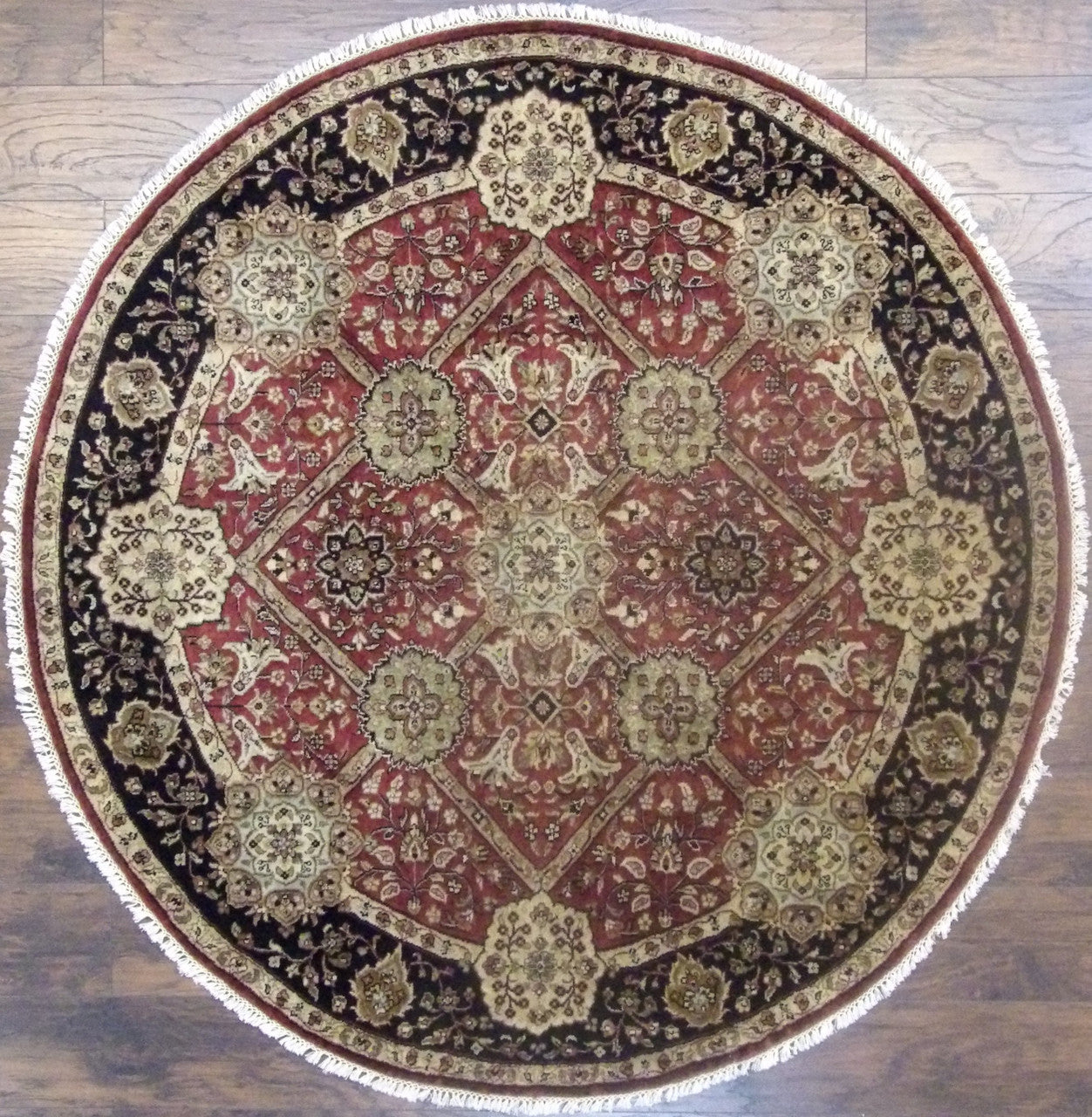 Fine Persian Tabriz hand-knotted wool rug in Black & Red, full view