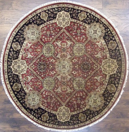 Fine Persian Tabriz hand-knotted wool rug in Black & Red, full view