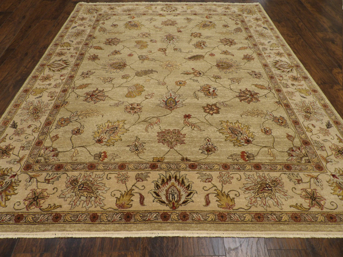 Chobie Oushak / Peshawar hand-knotted wool rug in Green, 7'10" x 9'9", SKU w933