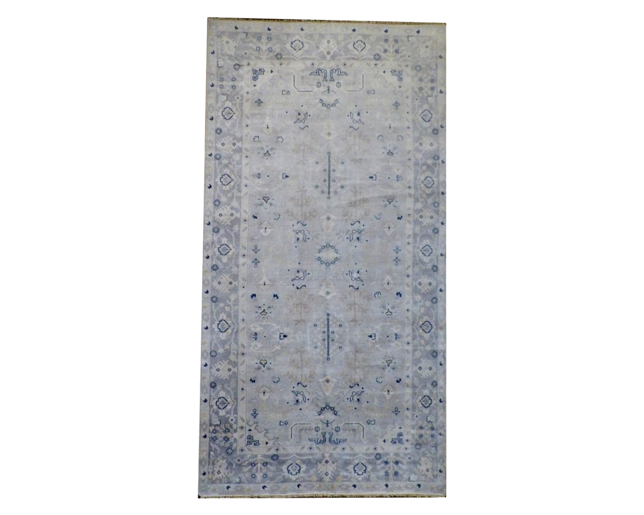 Turk Oushak Vegetable Dye Wash hand-knotted wool rug in Gray, full view