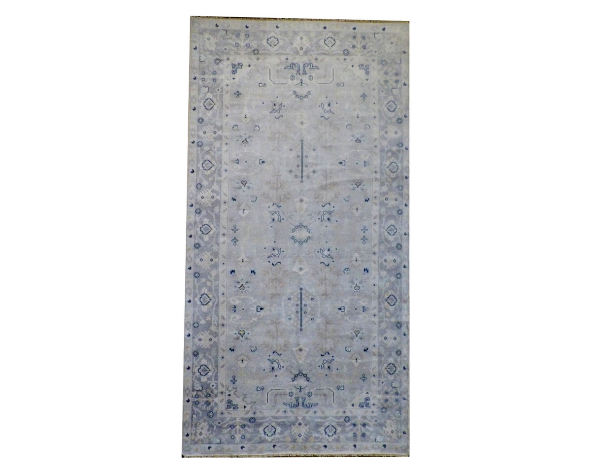 Turk Oushak Vegetable Dye Wash hand-knotted wool rug in Gray, full view