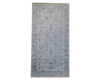 Turk Oushak Vegetable Dye Wash hand-knotted wool rug in Gray, full view