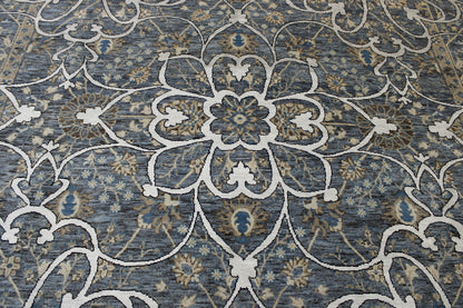Close-up of wool pile, Blue rug