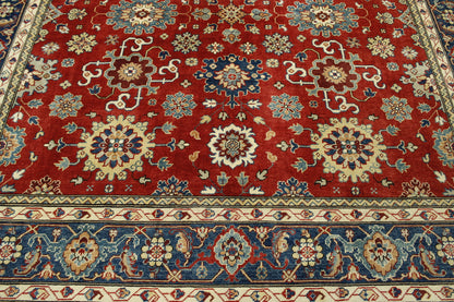 Tribal Super Kazak rug border detail