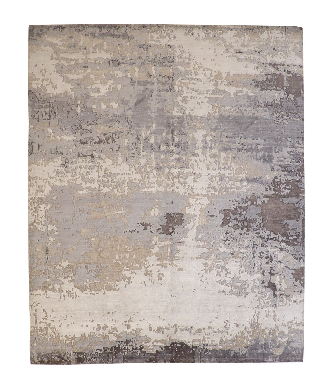 Modern Abstract Broken Design hand-knotted wool rug in Blue & Gray, full view