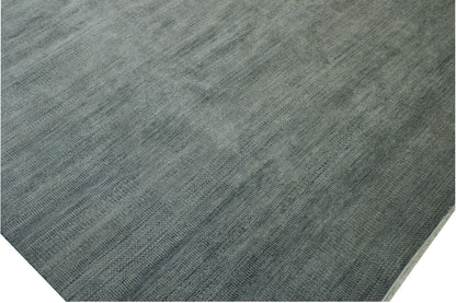 Blue Transitional Grass Design rug in room setting