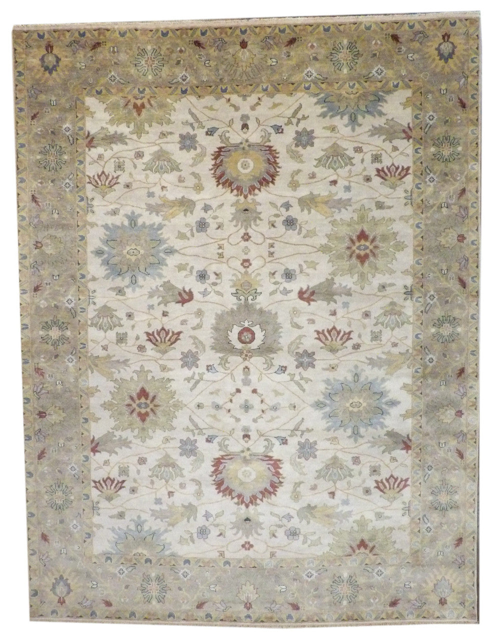 Brown 9'0" x 12'0" Fine Oushak Ziegler Hand knotted Wool Rug - Sku: w11226