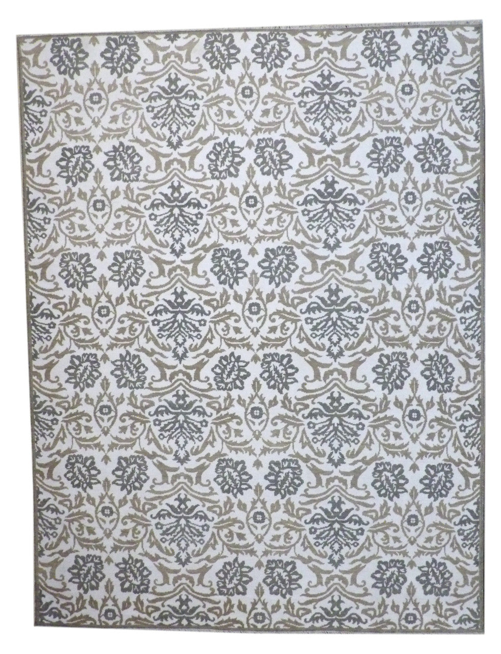 Gray 9'0" x 12'0" Fine Transitional Silky Oushak Hand knotted Wool/Silk Rug - Sku: w11331