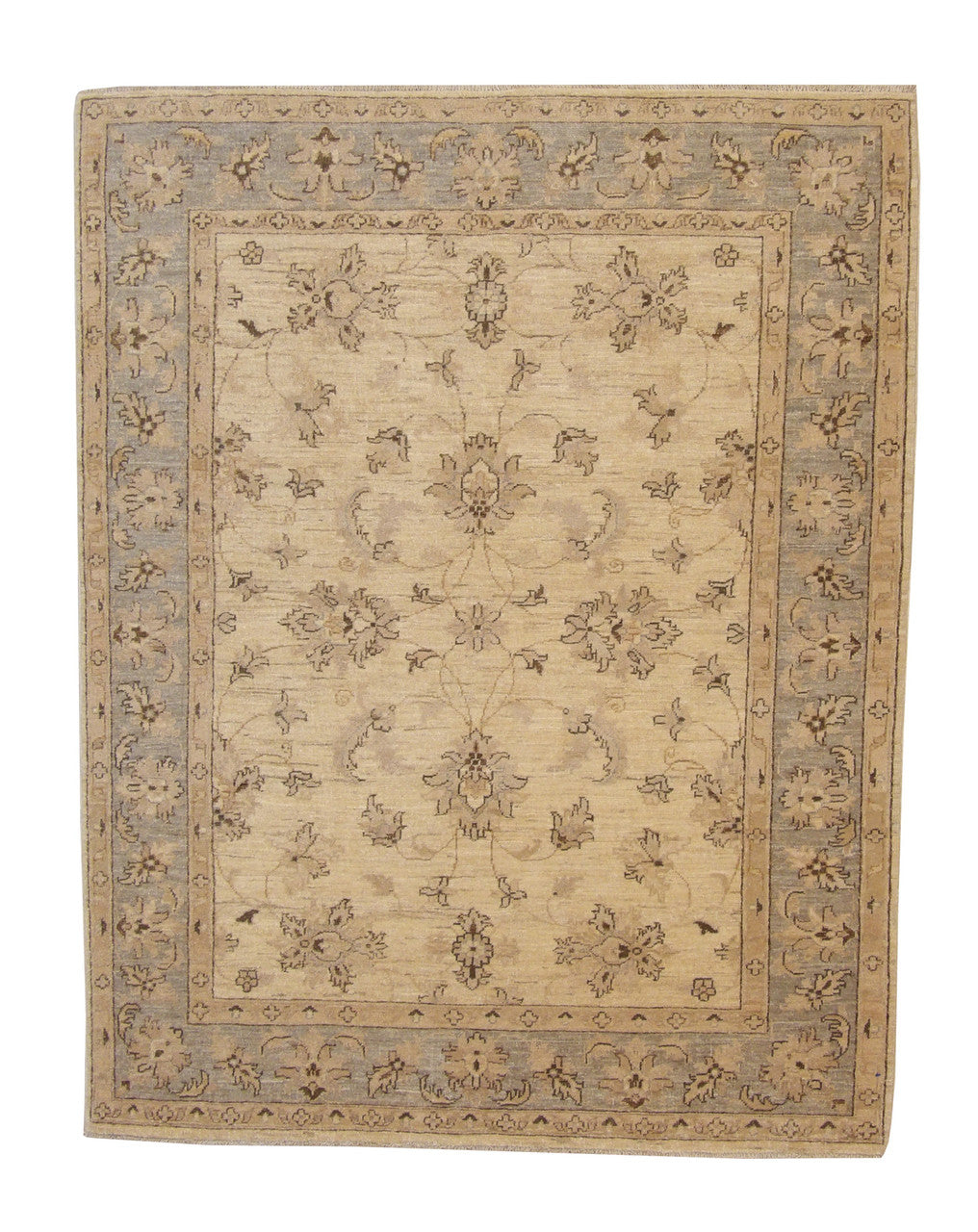 Oushak Chobi Ziegler hand-knotted wool rug in Gold & Gray, full view