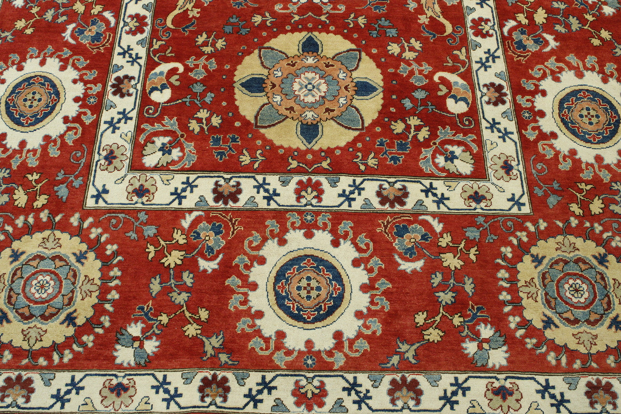 Tribal Suzani rug corner detail