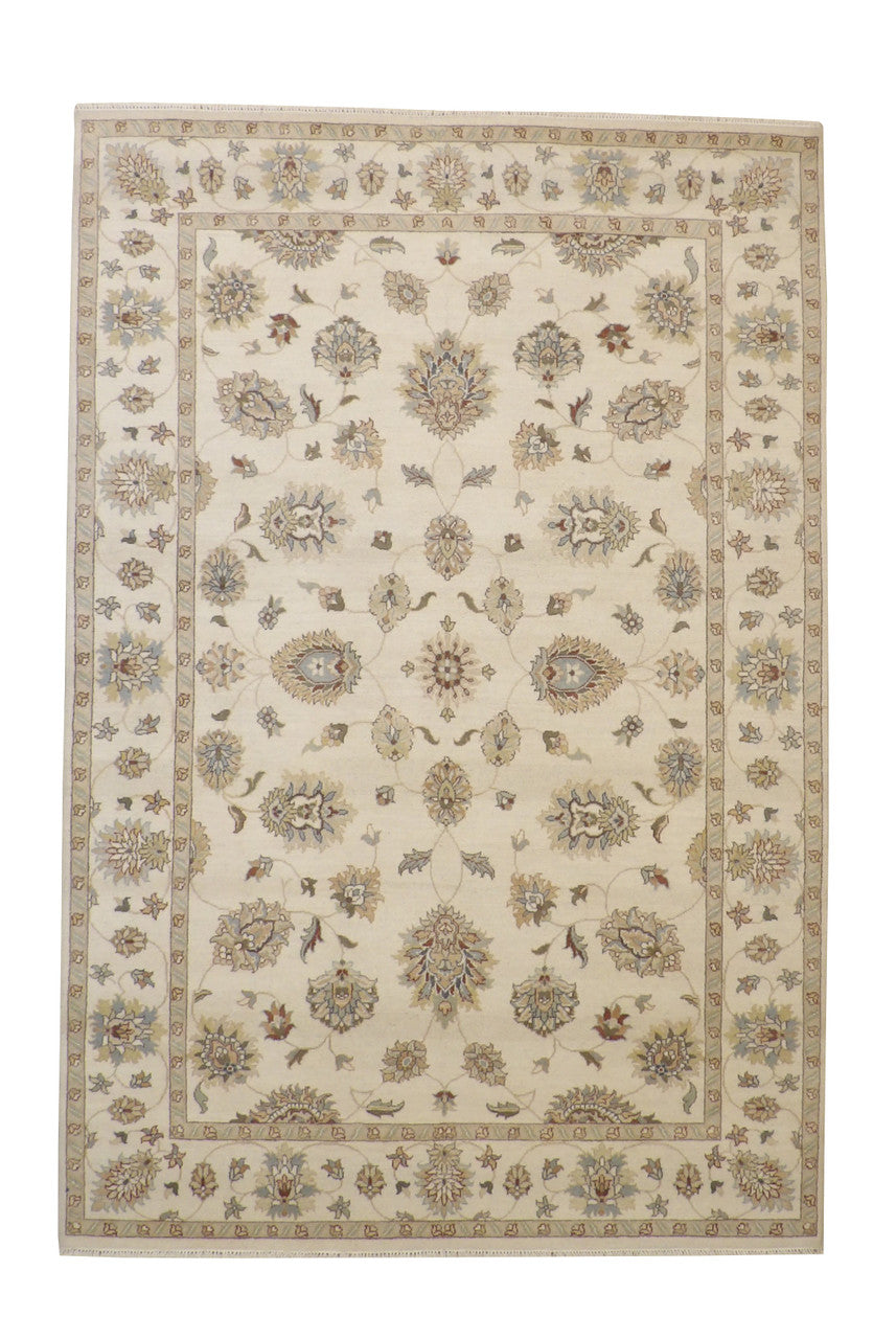 Oushak Ziegler hand-knotted wool rug in Beige, full view