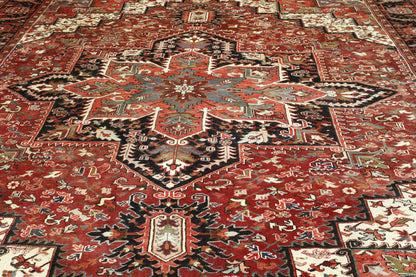 Tribal Antique Sherapi Con Holmes hand-knotted wool rug in Black & Red, full view