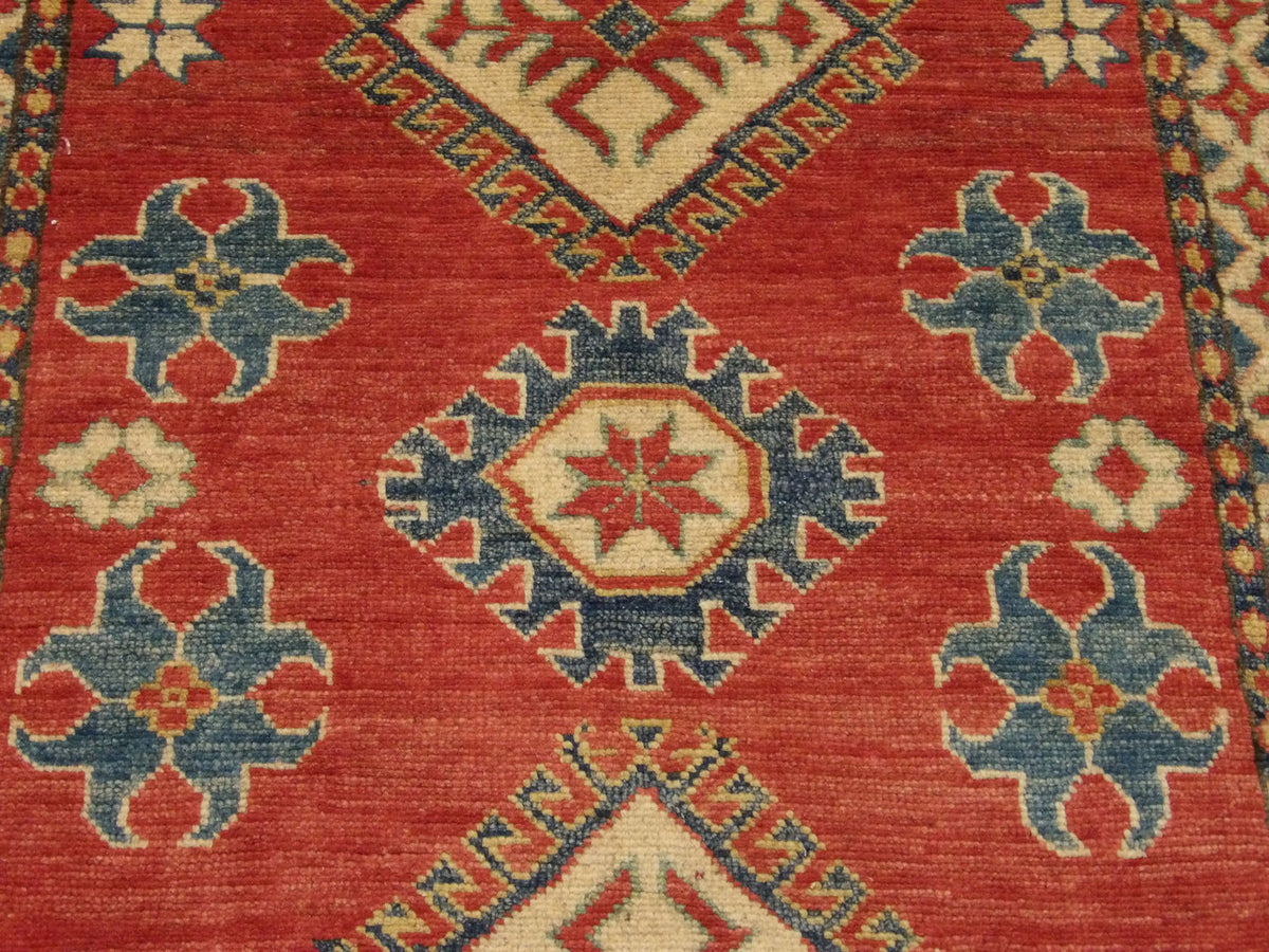Back of Tribal Super Kazak Natural Dye hand-knotted rug