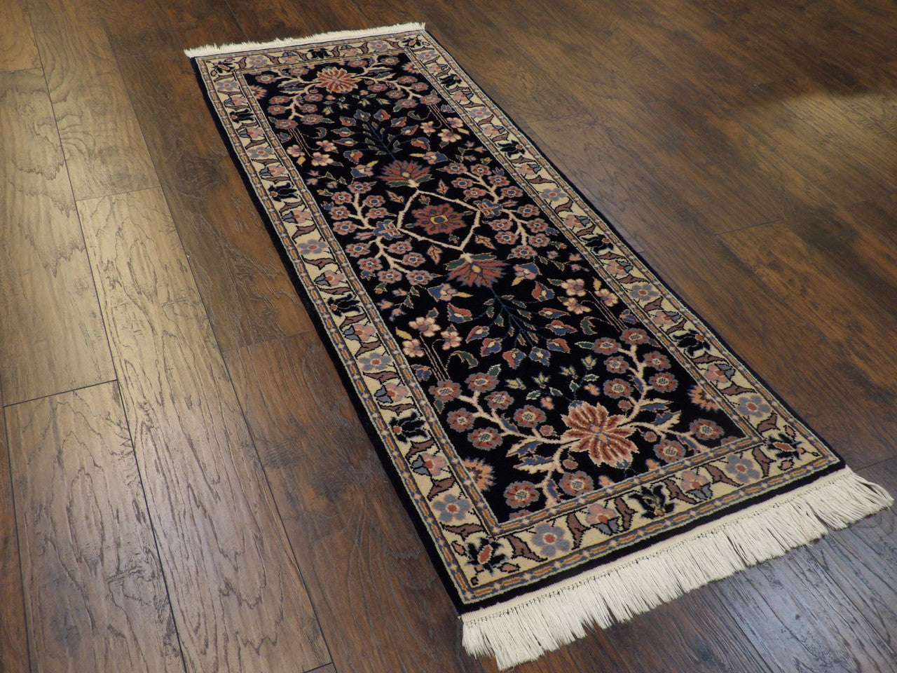 Close-up of wool pile, Blue & Beige rug