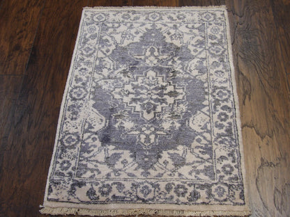 Close-up of silk pile, Blue & White rug