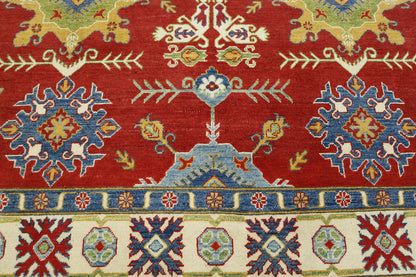 Back of Tribal Super Kazak hand-knotted rug