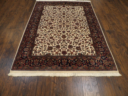 Close-up of fine knot density, Persian Kashan rug