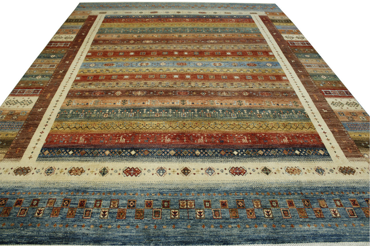 Multi-Color & Rust Tribal Khorzin rug in room setting