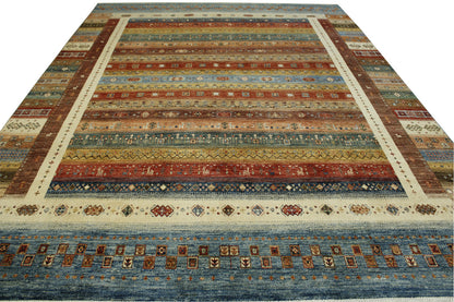 Multi-Color & Rust Tribal Khorzin rug in room setting