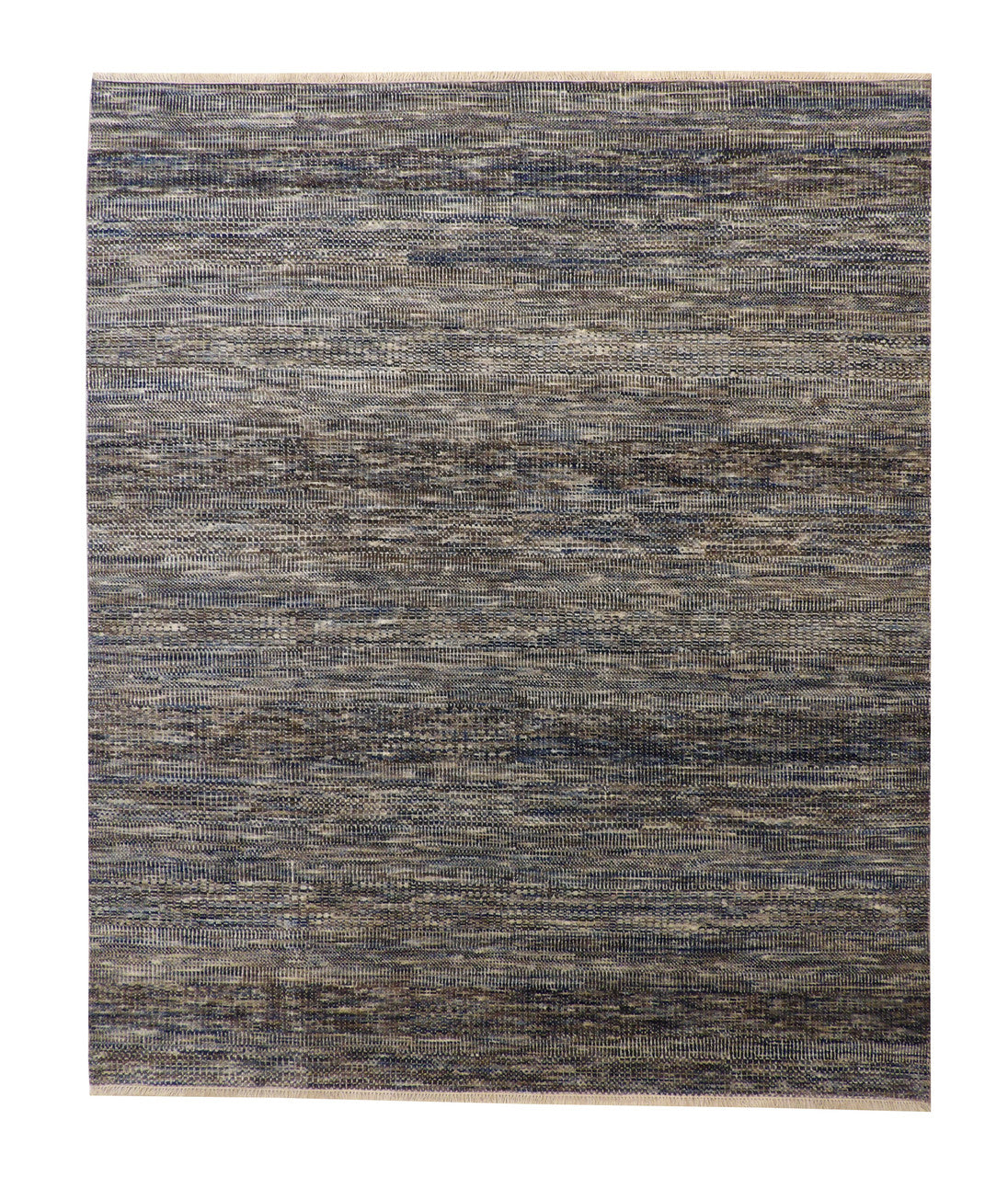 Modern Grass Design hand-knotted wool rug in Blue & Gray, full view