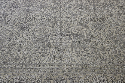 Close-up of wool-silk pile, Blue & White rug