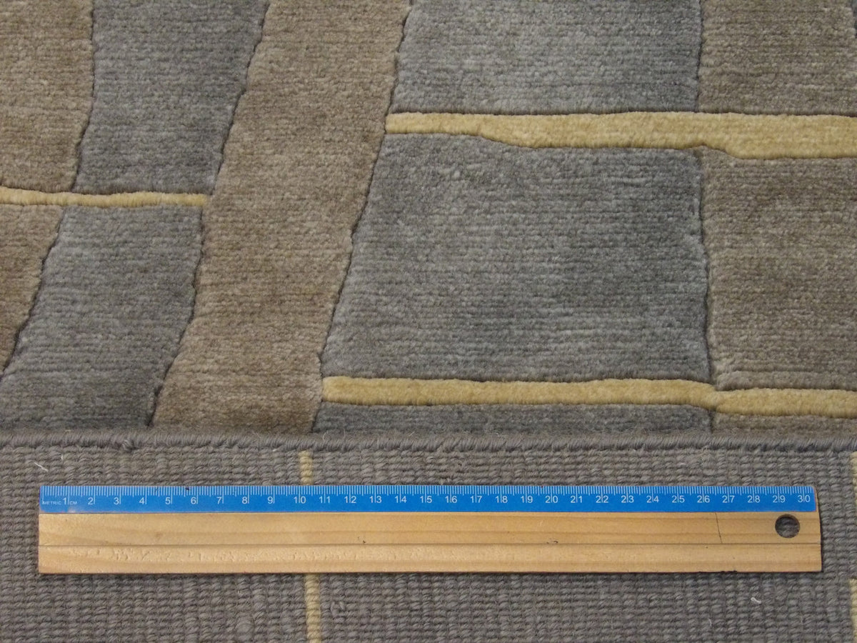 Blue & Brown Modern Geometrical Design rug in room setting