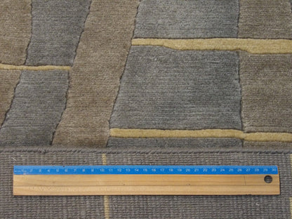 Blue & Brown Modern Geometrical Design rug in room setting