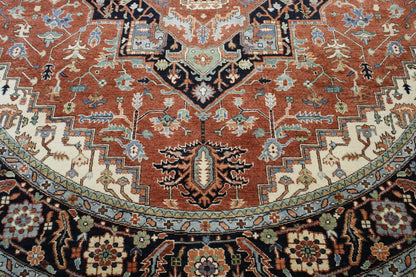 Close-up of wool pile, Blue & Rust rug