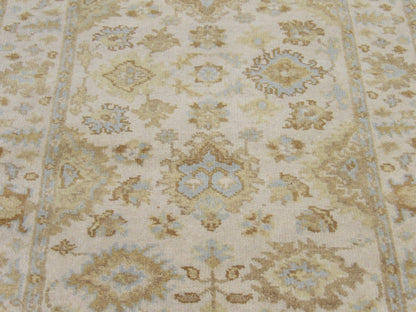 Back of Oushak hand-knotted rug