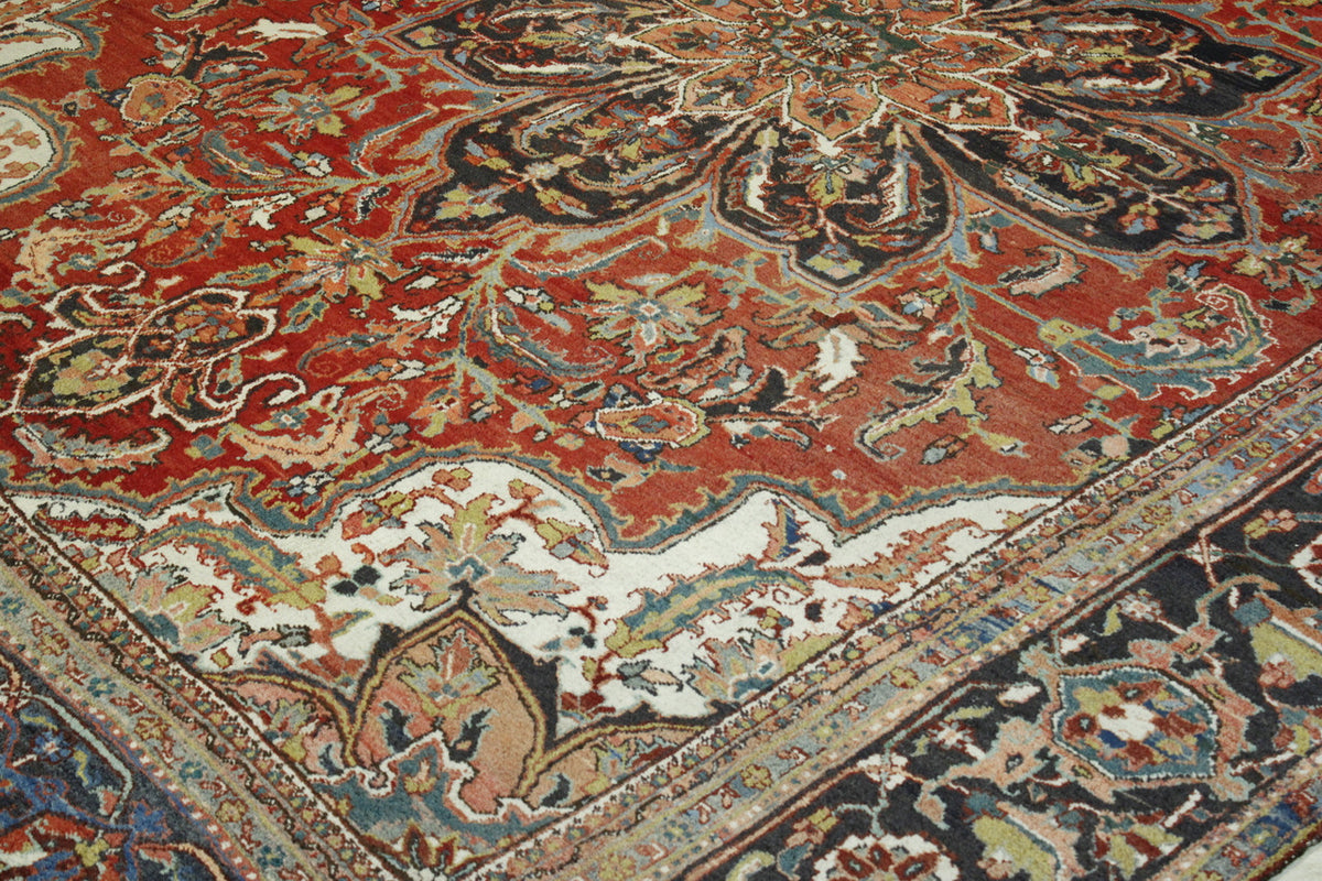 Full view of Tribal Antique Heriz Con Dav rug