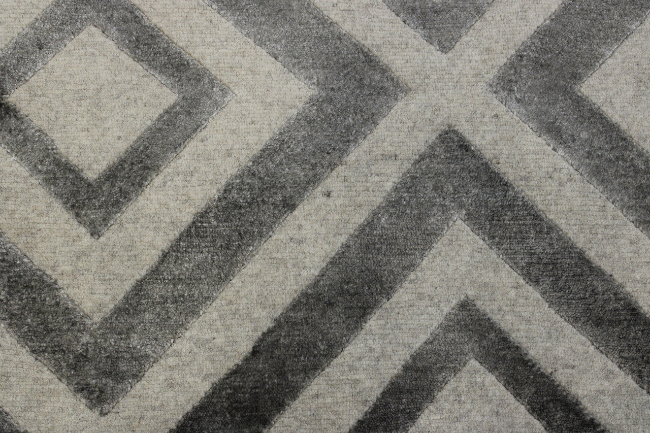 Close-up of wool-silk pile, Gray rug