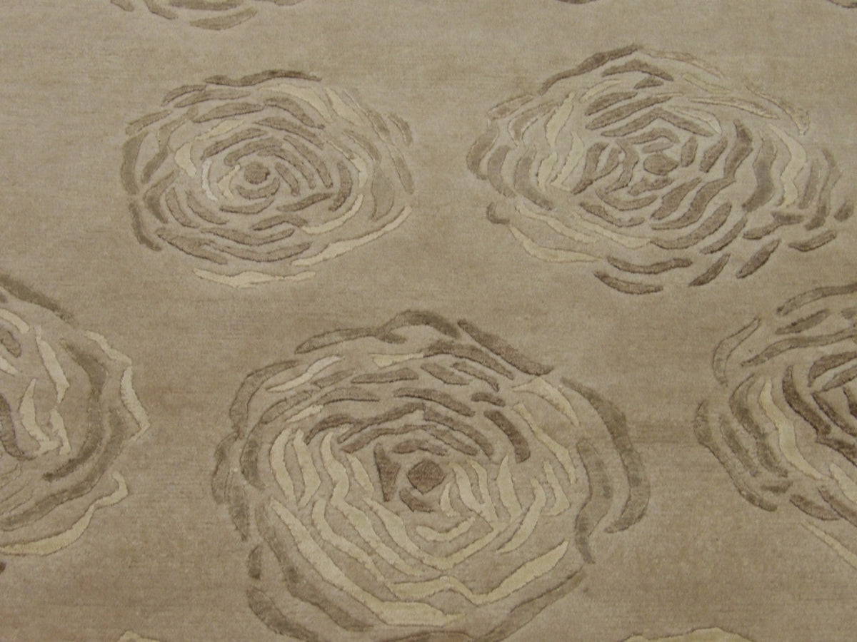 Back of transitional hand-knotted rug