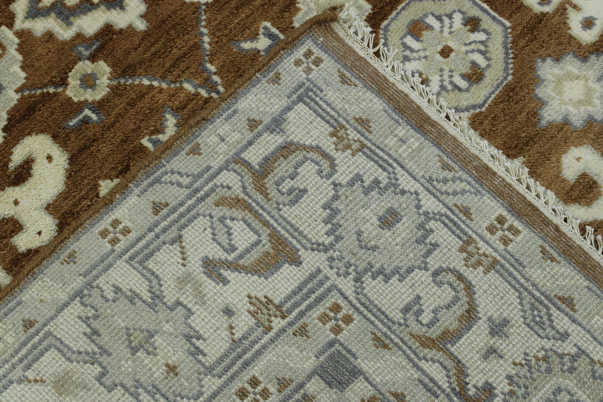 Oushak Ziegler hand-knotted wool rug in Brown & Beige, full view