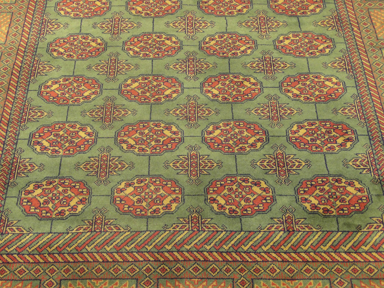 Back of Tribal Bokhara Elephant Print hand-knotted rug