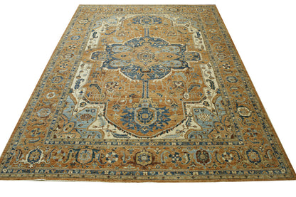 Oushak Heriz Chobi rug border detail