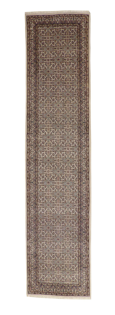 Beige 2'7" x 11'0" Traditional Fine Mir Design Hand knotted Wool Rug - Sku: W20008