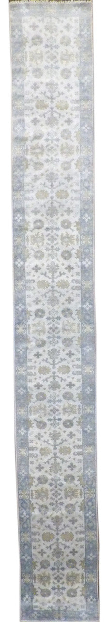 Turk Oushak Wash hand-knotted wool rug in Blue & Gray, full view